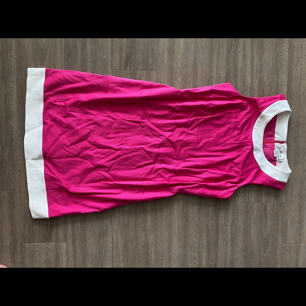 Lilly Pulitzer Hot Pink Sleeveless Shift Dress with White Trim